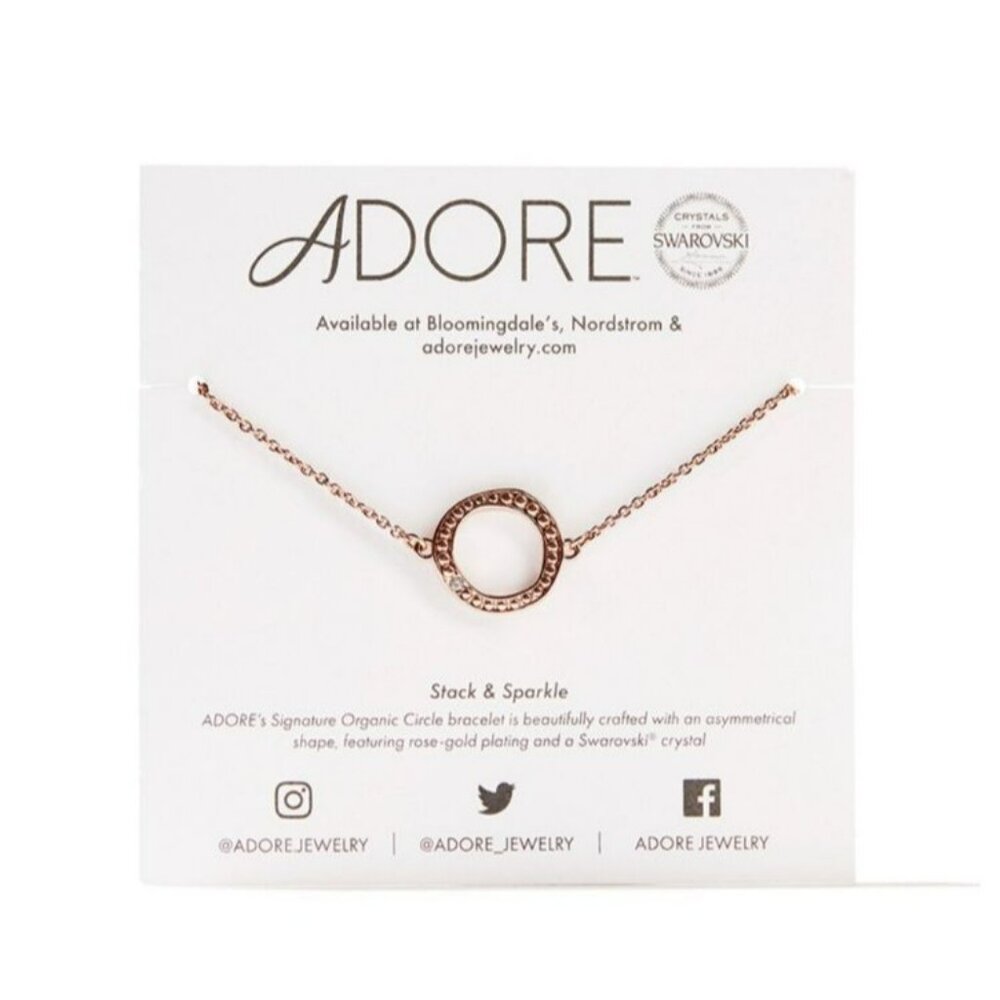 NIP Adore Rose Gold Organic Stack & Sparkle Swarovski Crystal Circle Bracelet‎